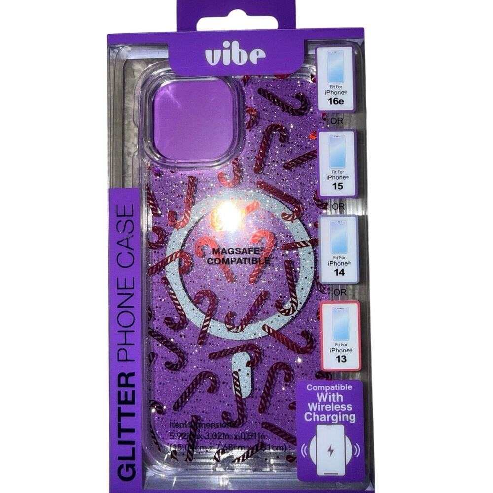 New Vibe iPhone MagSafe Glitter clear Phone Case Tinsel Fits iPhone 16e 15 14 13